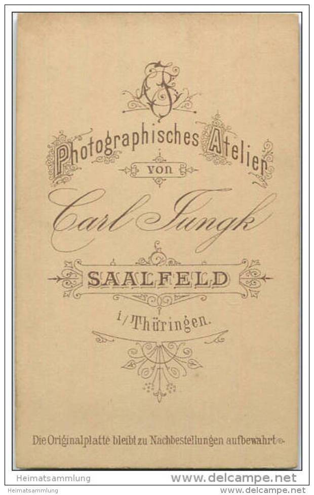 Kabinettfoto - Atelier Carl Jungk Saalfeld I/Thüringen - Antiche (ante 1900)