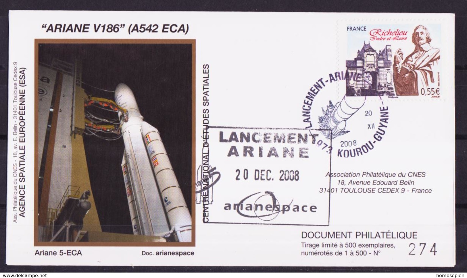 ESPACE - ARIANE Vol Du 2008/12 V186 - CNES - 4 Documents - Europe