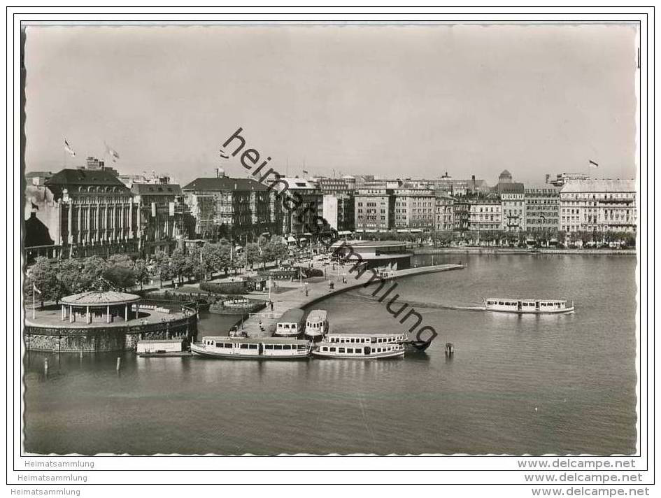 Hamburg - Jungfernstieg - Binnenalster - Schiffe - Foto-AK Grossformat - Mitte