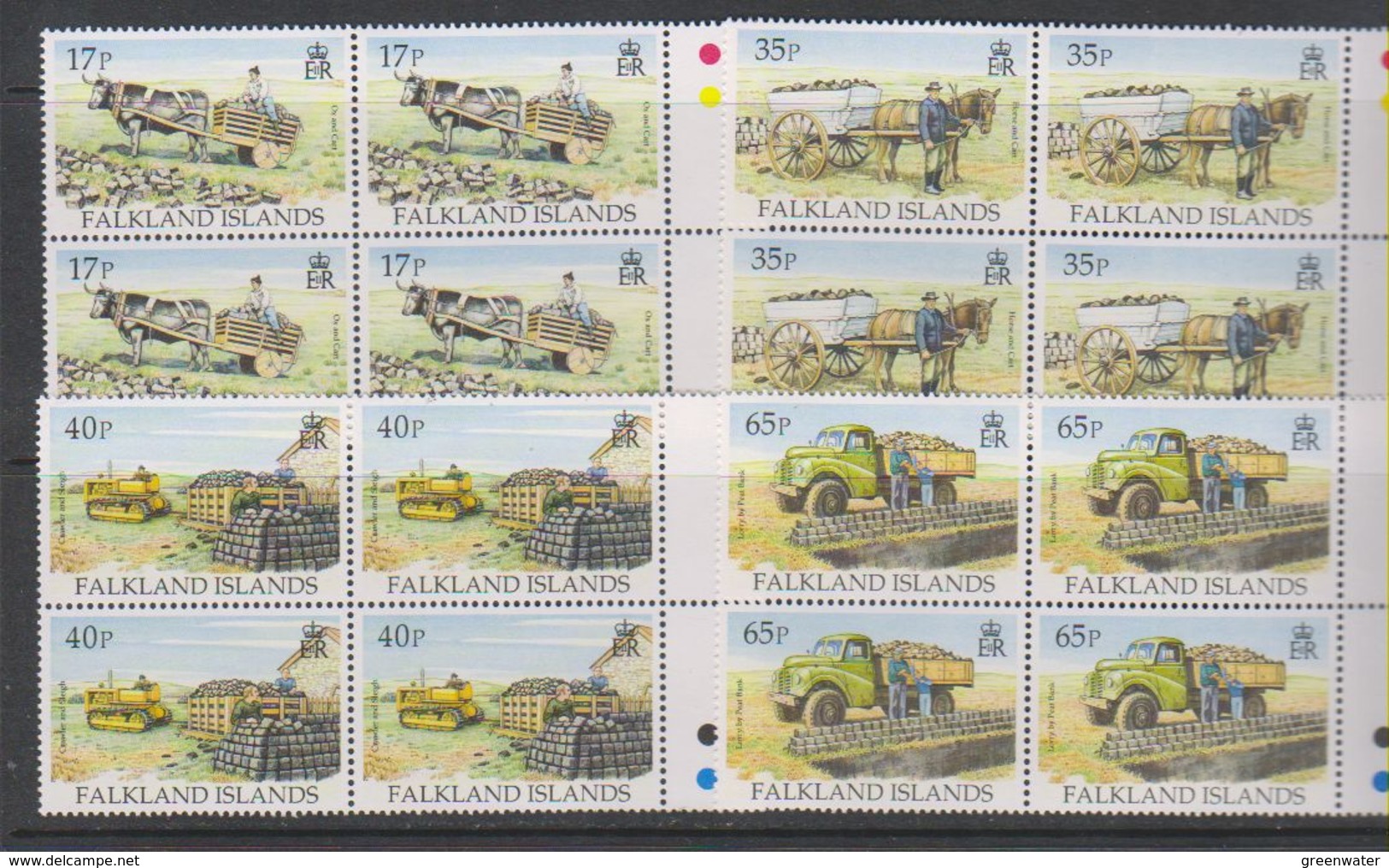 Falkland Islands 1995 Transporting Peat 4v Bl Of 4 ** Mnh (39459D) - Falklandeilanden