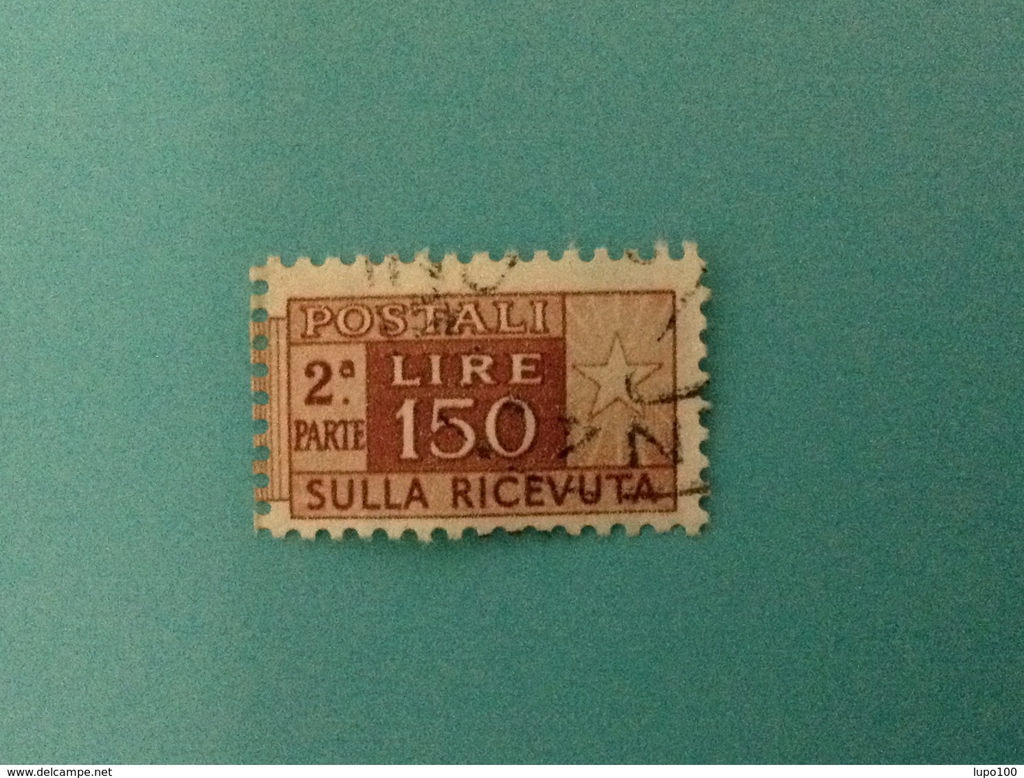 1957 ITALIA PACCHI POSTALI 150 LIRE 2 PARTE RICEVUTA FILIGRANA STELLE FRANCOBOLLO USATO ITALY STAMP USED - Pacchi Postali