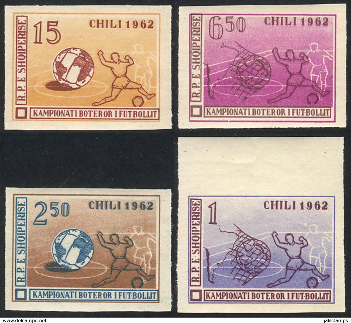 3 ALBANIA: Sc.625/628, 1962 Chile Football World Cup, Cmpl. Set Of 4 Imperforate Values, MNH, VF Quality! - Albania