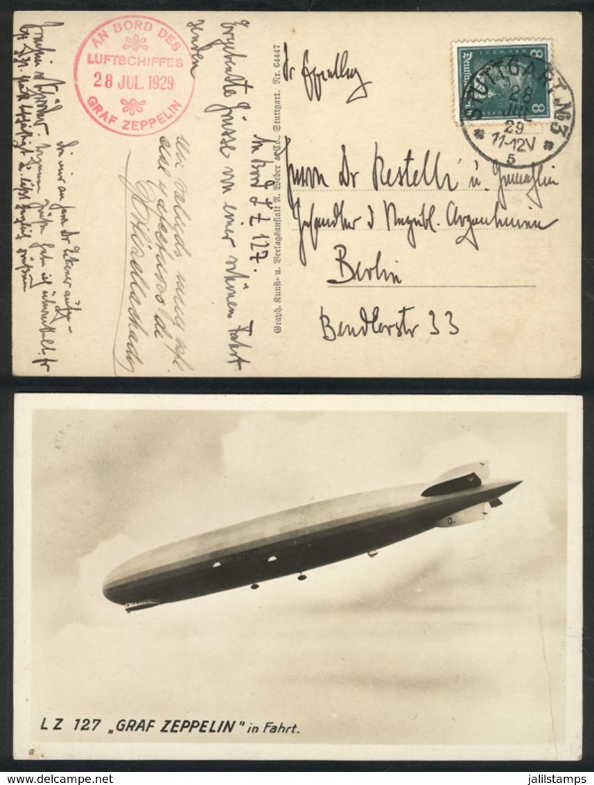 15 GERMANY: Postcard Dispatched Aboard The Zeppelin To Berlin, Excellent Quality! - Other & Unclassified