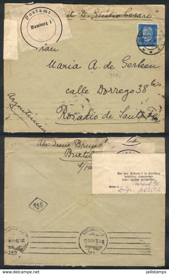 23 GERMANY: DAMAGED MAIL: Cover (including The Origina Letter) Sent From Buxtehude To Argentina On 2/MAY/1936, Damaged D - Other & Unclassified