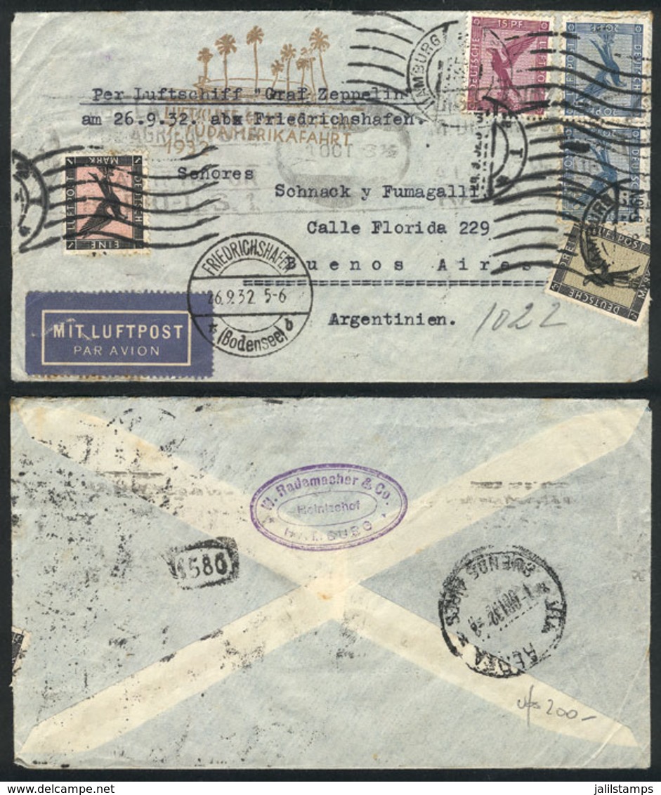 25 GERMANY: 26/SE/1932 Hamburg - Buenos Aires: Cover Flown By Zeppelin To Argentina, With Special Handstamp Of The Fligh - Autres & Non Classés