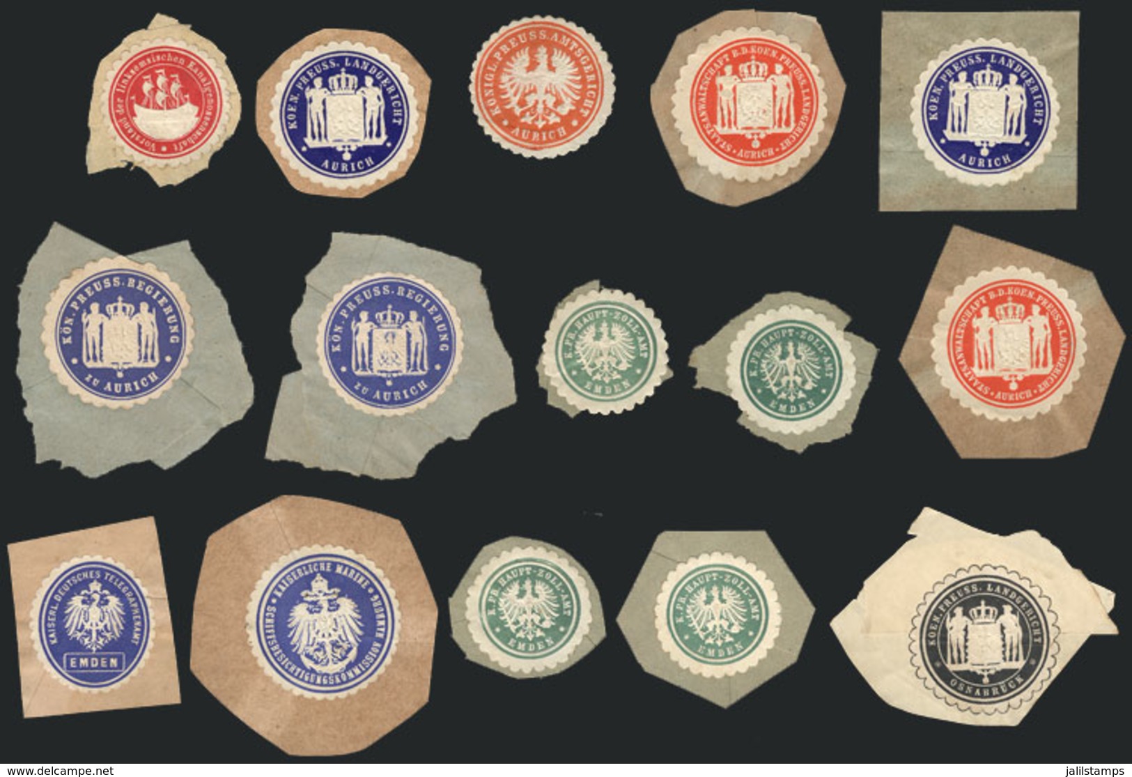 54 GERMANY: 15 Old Seals Of Various Organizations, Most Used On Fragments, VF Quality! - Andere & Zonder Classificatie