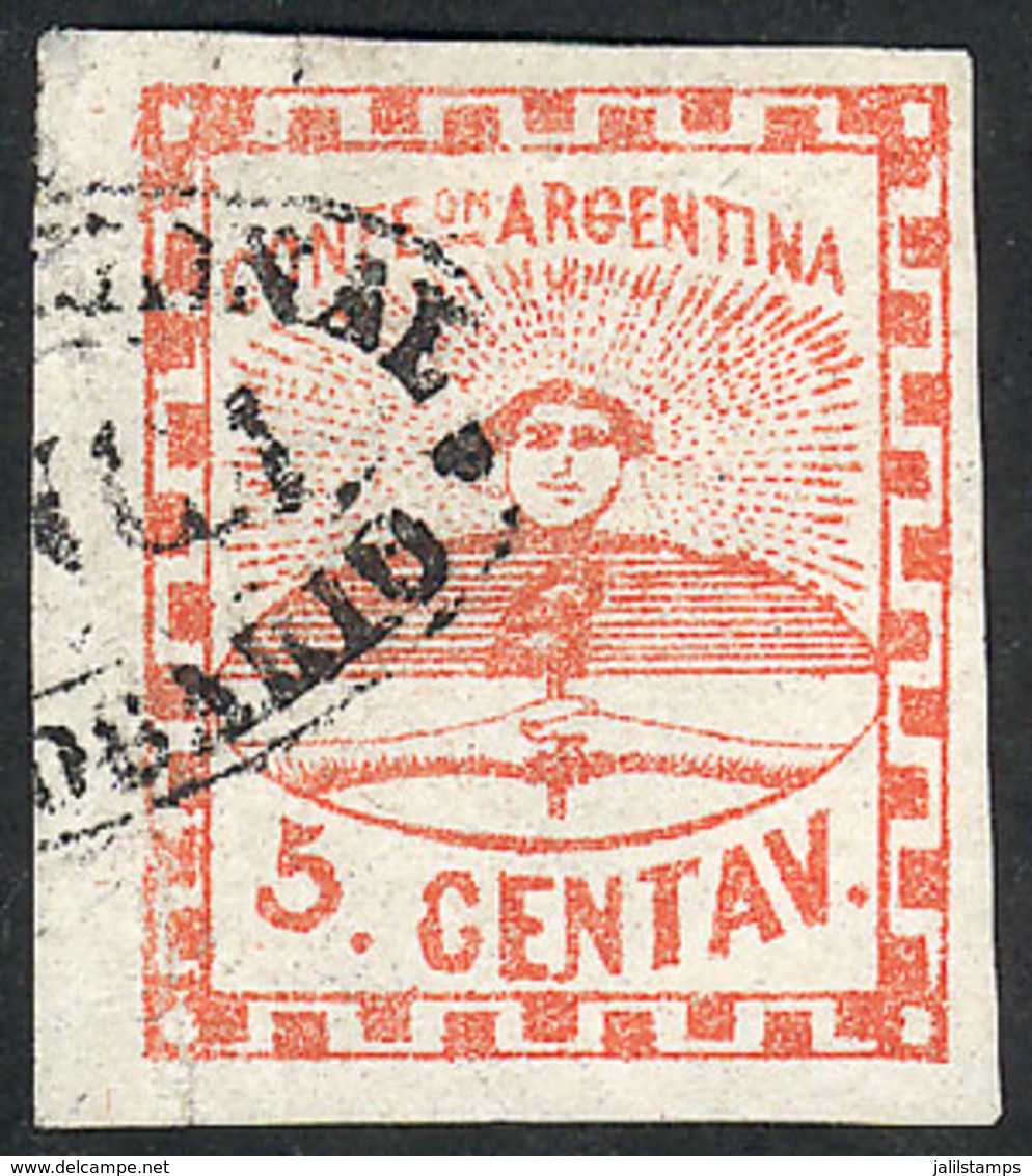 90 ARGENTINA: GJ.1, Used With ROSARIO Cancel, Superb, Signed On Back By Alberto Solari. - Other & Unclassified