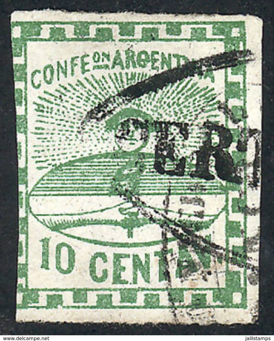 92 ARGENTINA: GJ.2, With DOUBLE Cancellation: FRANCA Of Paraná In Double Ogive + ROSARIO - FRANCA In Double Ellipse, Ver - Andere & Zonder Classificatie