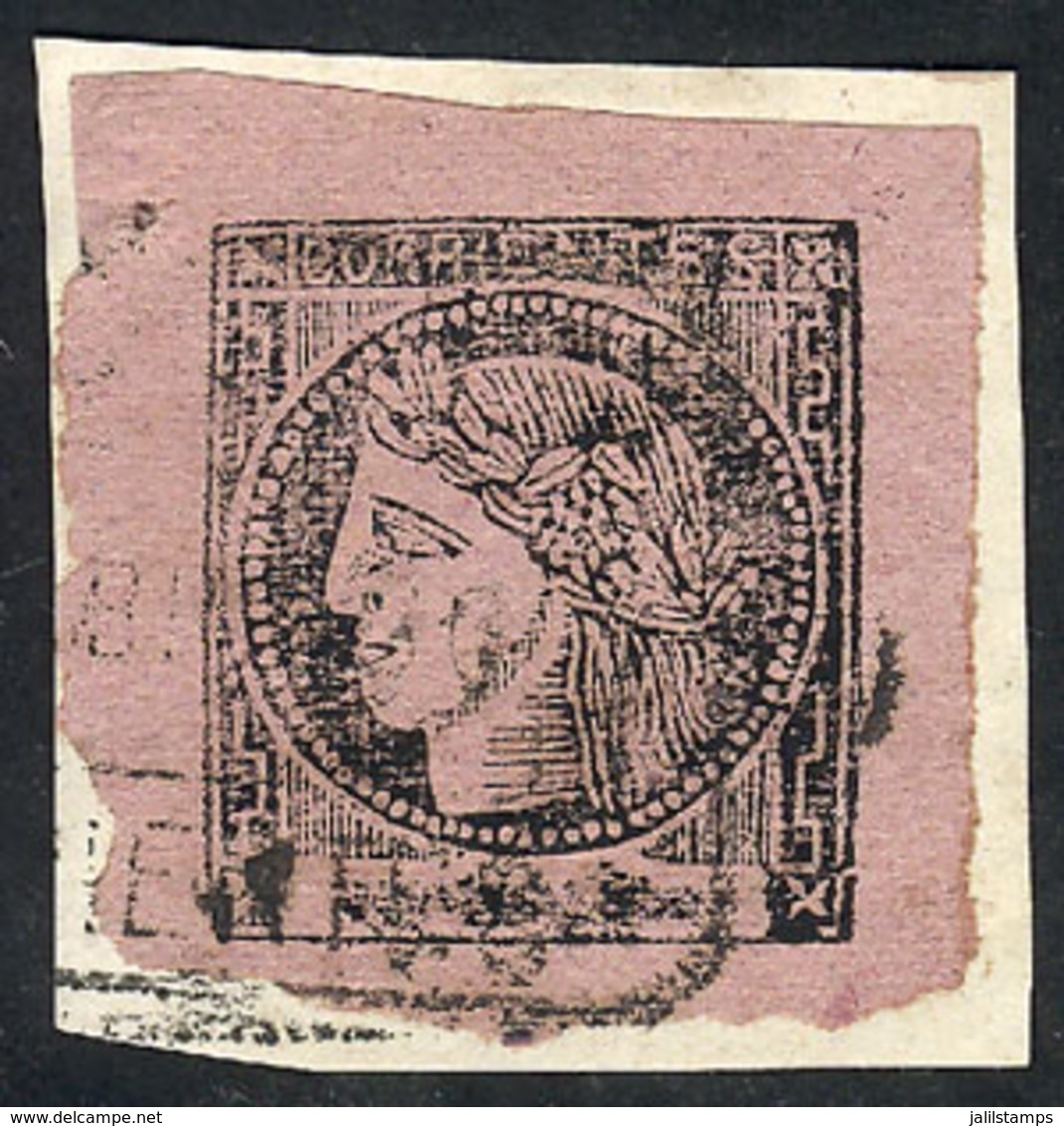 93 ARGENTINA: GJ.16, Dull Rose, On Fragment With Rectangular Datestamp To Be Determined, Very Fine Quality - Corrientes (1856-1880)