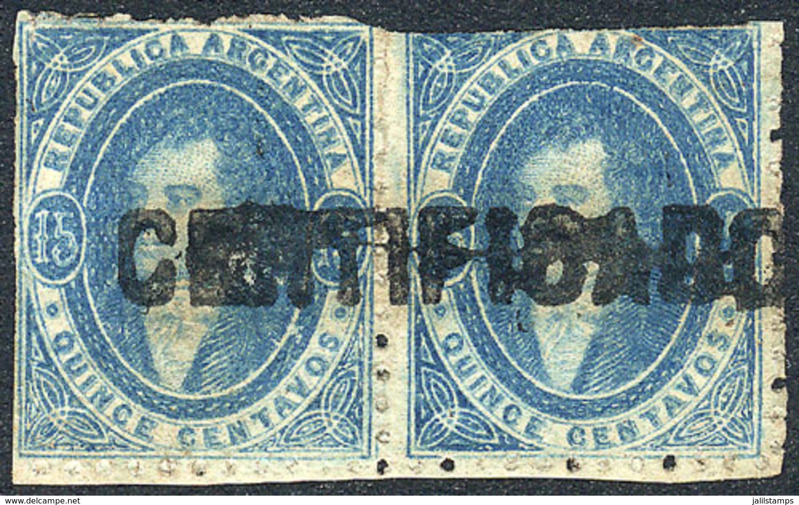 98 ARGENTINA: GJ.24, Beautiful Pair With Straightline CERTIFICADO Cancel, Very Nice! - Ongebruikt