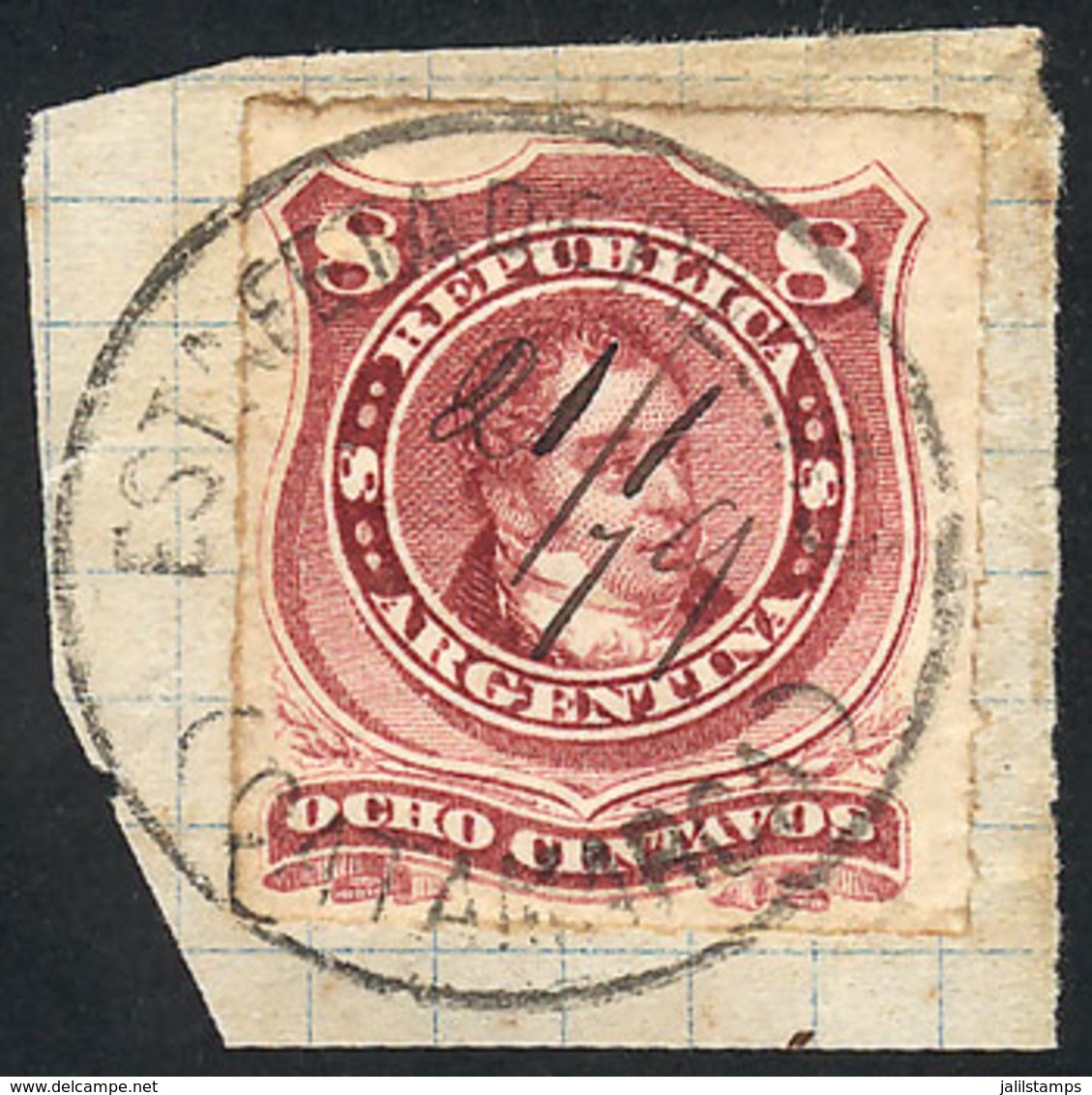 133 ARGENTINA: GJ.49, On Fragment With The Extremely Rare Cancel 'ESTAFETA DE PILCIAO - (CATAMARCA)', With Manuscript Da - Andere & Zonder Classificatie