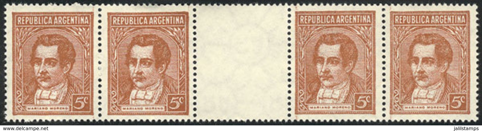 183 ARGENTINA: GJ.795EV, Horizontal GUTTER Strip Of 4, Unmounted, Excellent Quality, Catalog Value US$75 + 30% - Autres & Non Classés