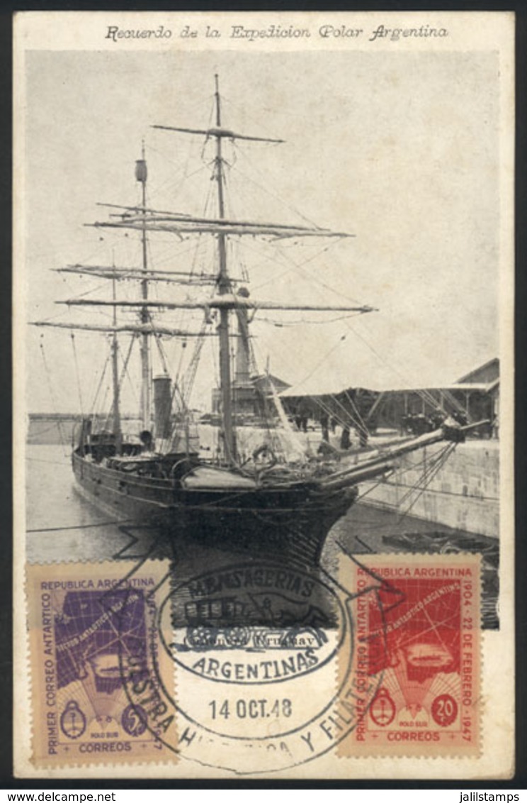 192 ARGENTINA: ORIGINAL Postcard Edited In 1903 Commemorating The Expedition Led By Lieutenant Commander Irízar With The - Andere & Zonder Classificatie