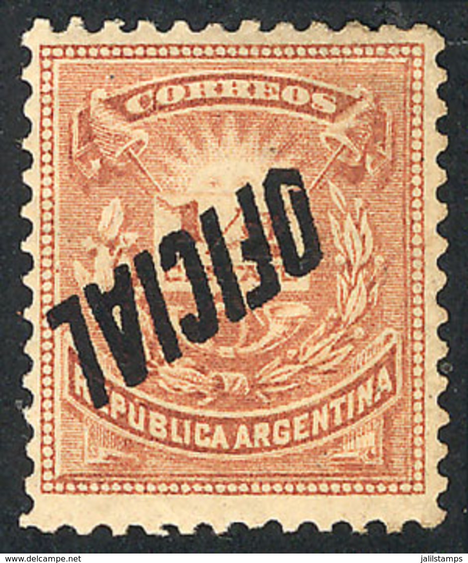 238 ARGENTINA: GJ.10a, INVERTED OVERPRINT Variety, Mint Original Gum, VF Quality, Rare, Signed By Victor Kneitschel On B - Dienstzegels