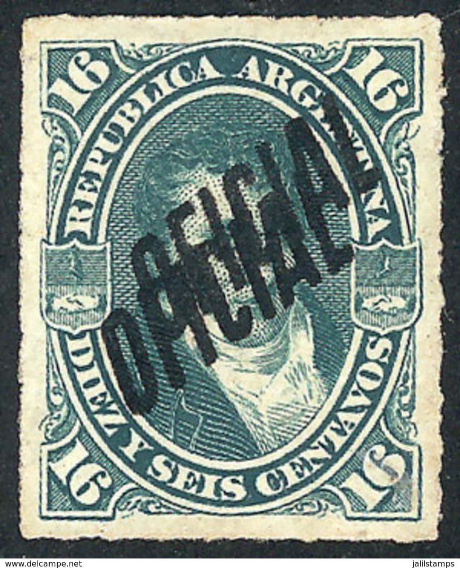 241 ARGENTINA: GJ.22a, DOUBLE OVERPRINT Variety, Mint Without Gum, VF Quality, Rare! - Officials