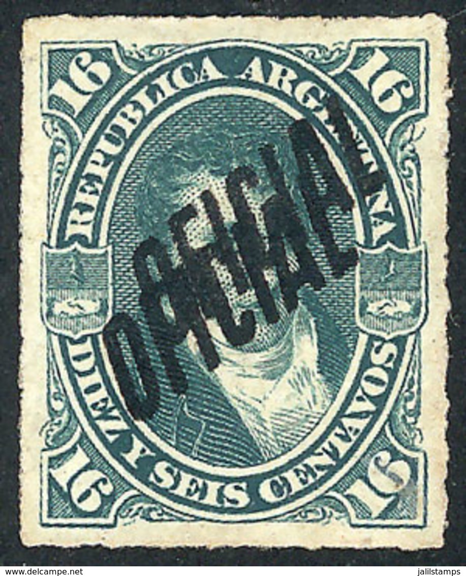 241 ARGENTINA: GJ.22a, DOUBLE OVERPRINT Variety, Mint Without Gum, VF Quality, Rare! - Dienstzegels