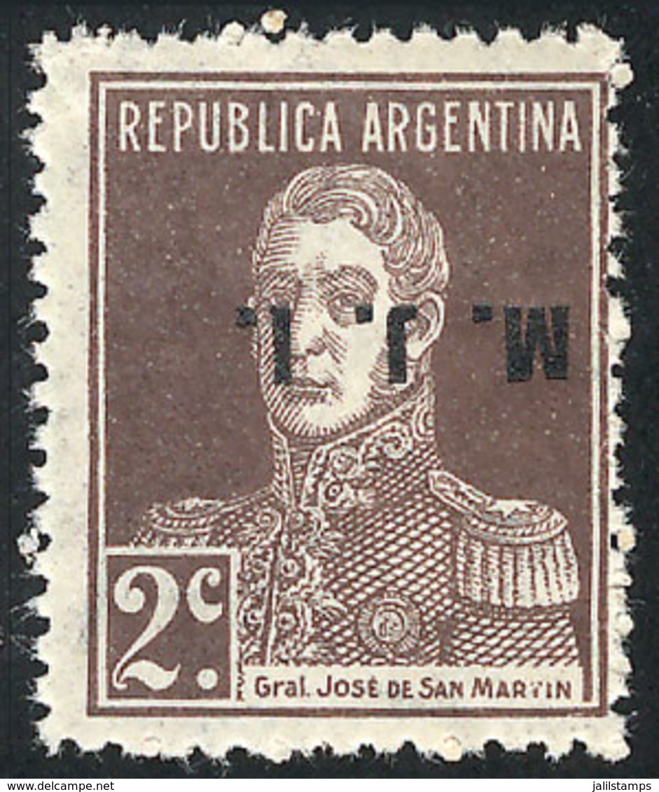 262 ARGENTINA: GJ.406a, With INVERTED OVERPRINT Variety, MNH, Superb And Rare! - Dienstzegels