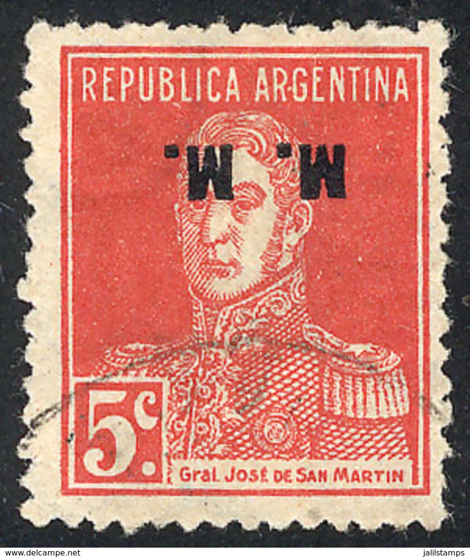 268 ARGENTINA: GJ.483a, INVERTED OVERPRINT Variety, Only Known Used, Excellent Quality, Extremely Rare, Signed By Victor - Service