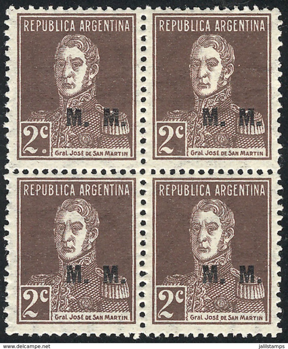 269 ARGENTINA: GJ.492a, Block Of 4, One With Period, Excellent Quality! - Officials