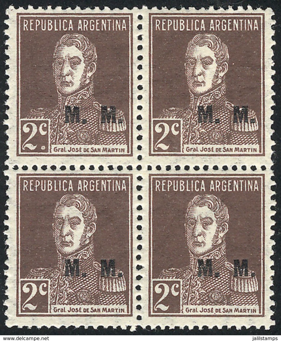 269 ARGENTINA: GJ.492a, Block Of 4, One With Period, Excellent Quality! - Dienstzegels