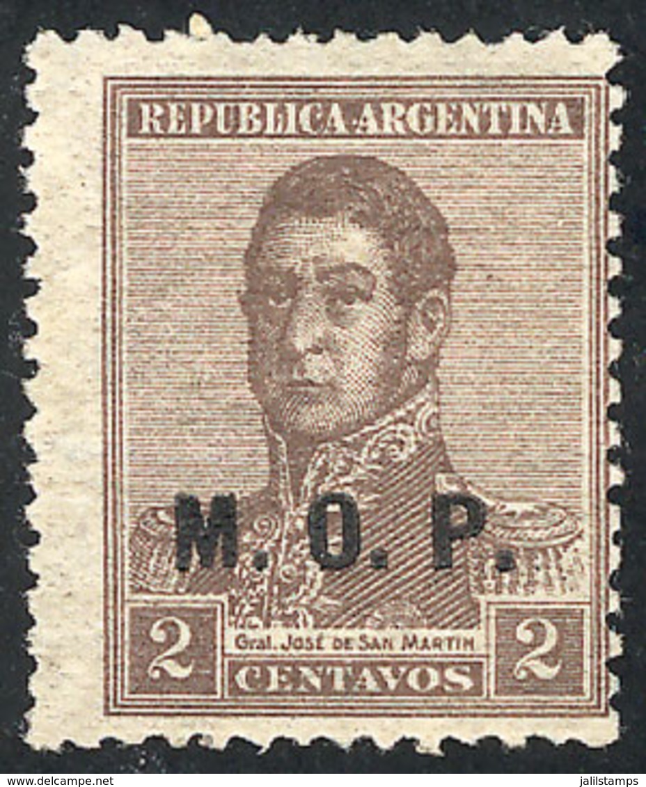 274 ARGENTINA: GJ.530, 1920 2c. San Martín With Multiple Suns Wmk, Perf 13½, M.O.P. Overprint, Mint Lightly Hinged, VF Q - Service