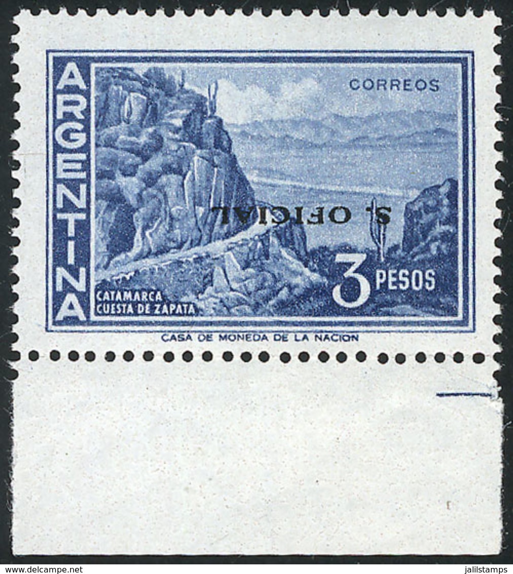 292 ARGENTINA: GJ.745a, With Variety: INVERTED OVERPRINT, MNH, Superb And Rare! - Service