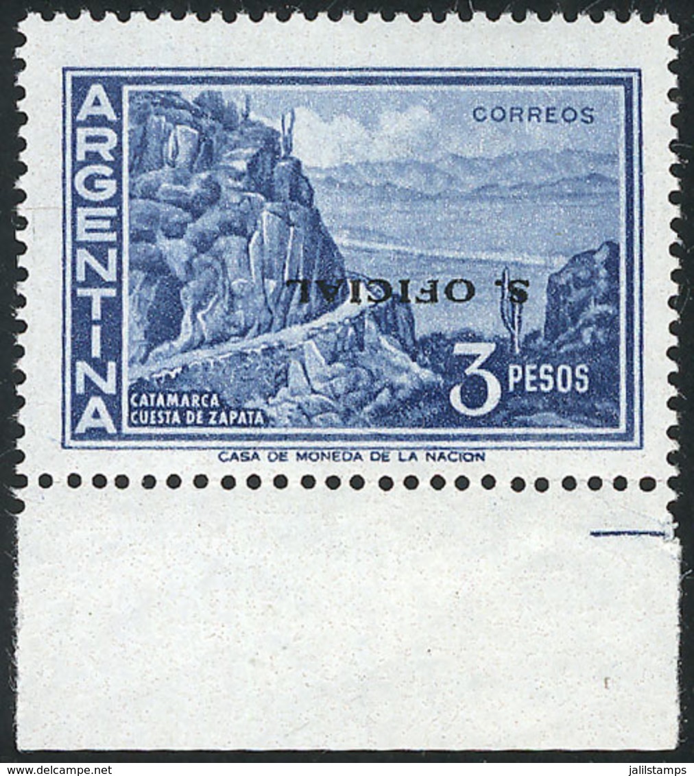 292 ARGENTINA: GJ.745a, With Variety: INVERTED OVERPRINT, MNH, Superb And Rare! - Dienstzegels