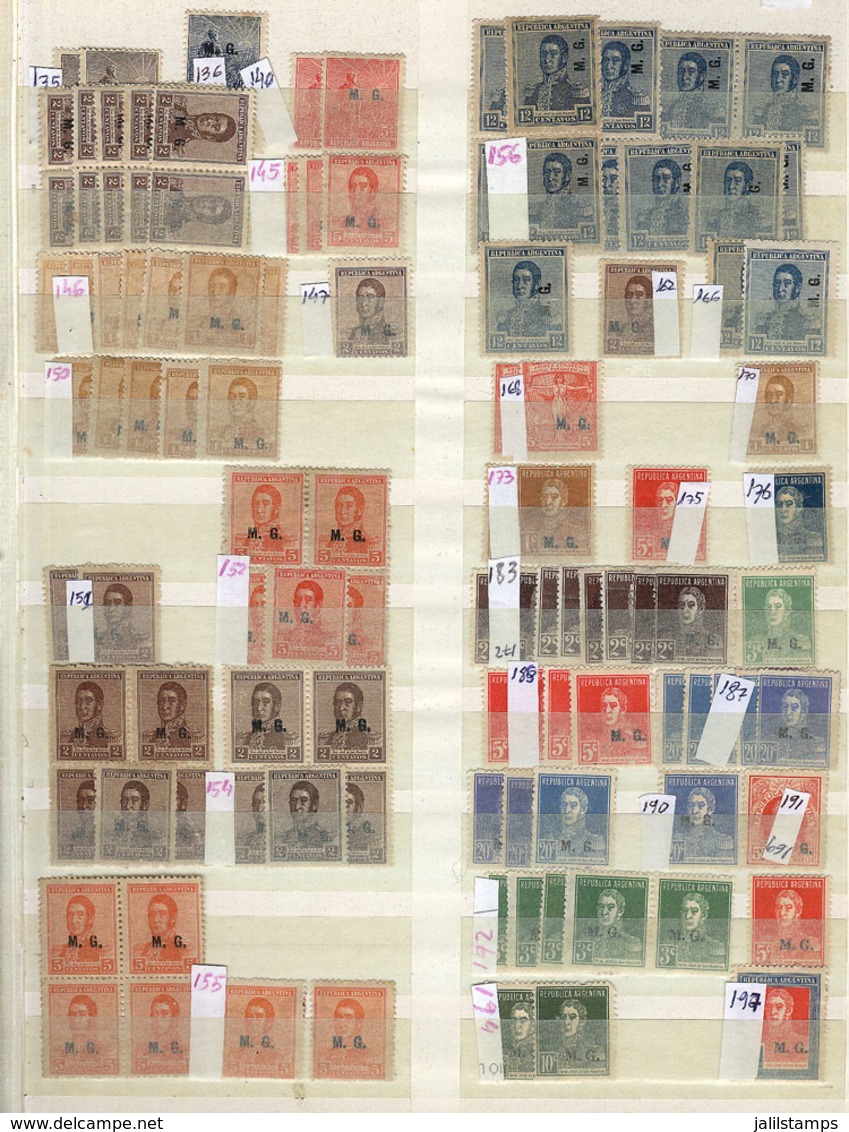 298 ARGENTINA: Large Stock Of Mint Stamps (thousands) In Large Stockbook, Including Good Values And Many Blocks Of 4 (fr - Officials