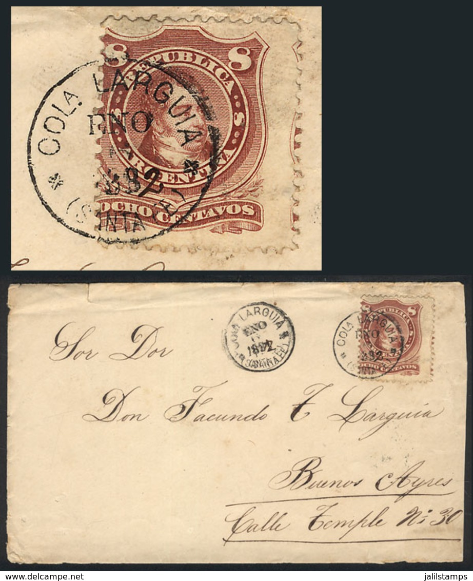 323 ARGENTINA: Cover Franked With 8c. Rivadavia (GJ.54), Sent From COLONIA LARGUIA (Santa Fe) To Buenos Aires On 6/JA/18 - Autres & Non Classés