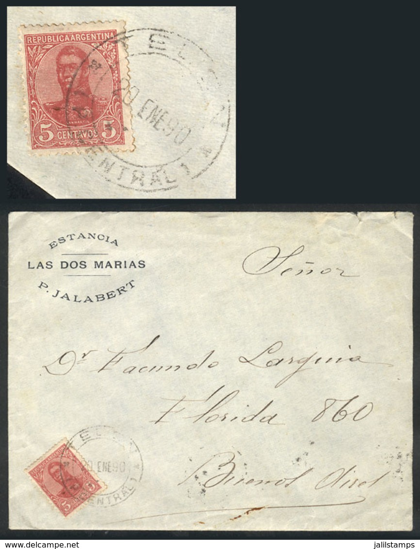 336 ARGENTINA: Cover Franked With 5c. San Martín In Oval With Cancel Of TELEN (PAMPA CENTRAL), Sent To Buenos Aires On 2 - Autres & Non Classés