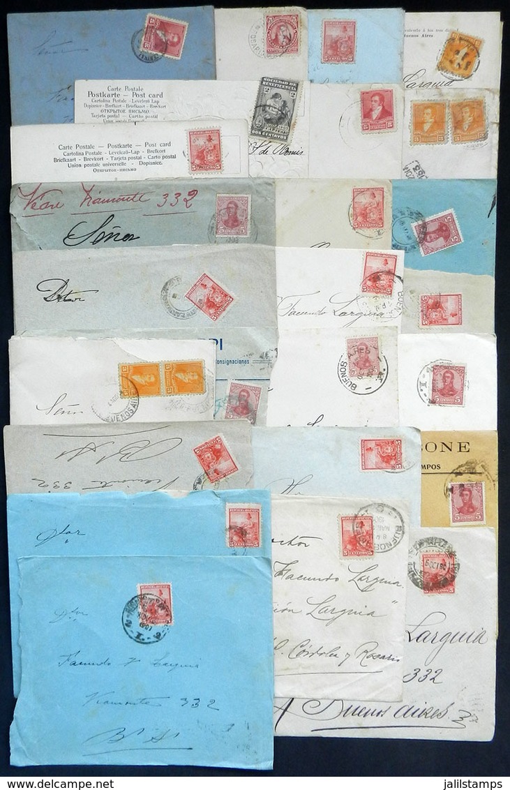 344 ARGENTINA: More Than 25 Old Covers Or Cards, Posted Between Various Towns, With Varied Postages And Cancels, Some Wi - Autres & Non Classés