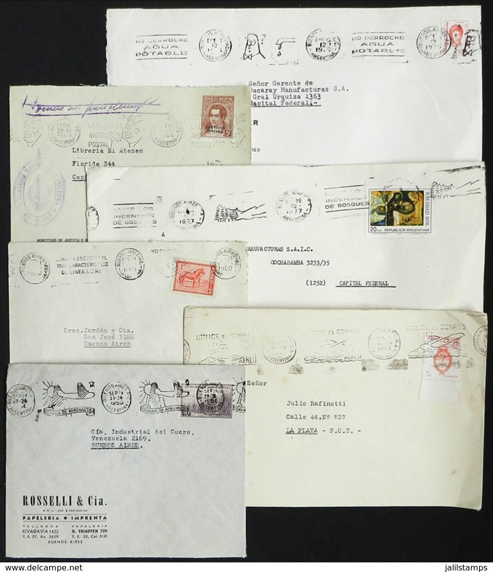 392 ARGENTINA: More Than 150 Used Covers With Machine Cancels With SLOGANS About Various Topics, For Example Health, Sav - Other & Unclassified
