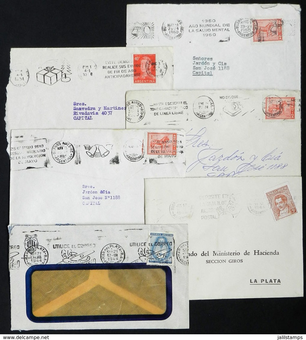 393 ARGENTINA: More Than 150 Used Covers With Machine Cancels With SLOGANS About Various Topics, For Example Health, Sav - Other & Unclassified