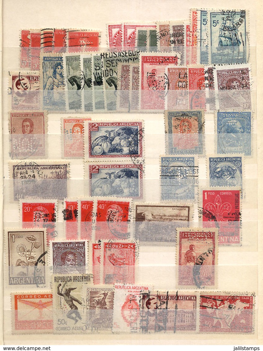 408 ARGENTINA: PERFINS: Stockbook With More Than 500 Stamps With Commercial Perfins, VF General Quality, Very Interestin - Collections, Lots & Series