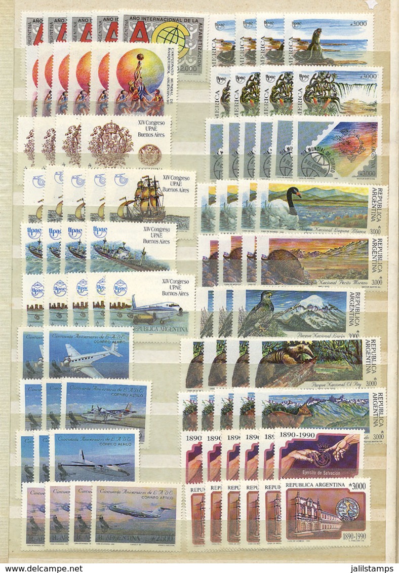 411 ARGENTINA: Big Stock Of Modern Commemorative Stamps In Large Stockbook, With Used (few) And Mostly MNH Stamps, Almos - Collections, Lots & Series