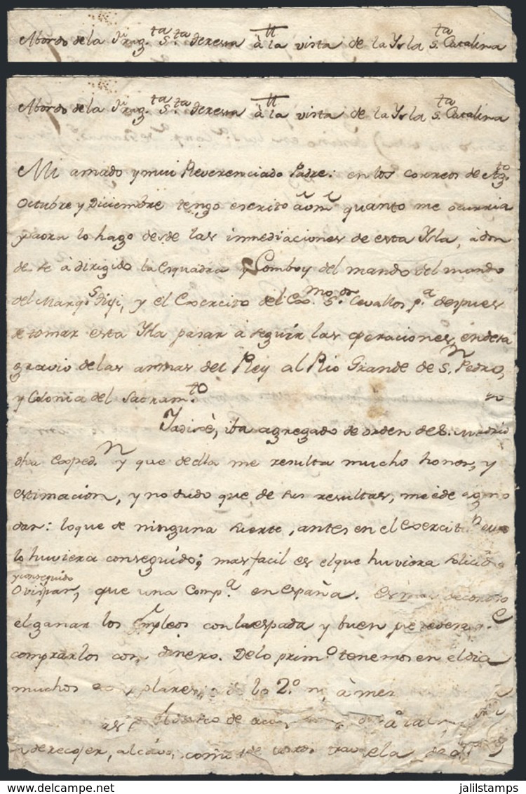 417 ARGENTINA: Circa 1776, Long Manuscript Letter Written By Mr Miguel Fermín Riglos To His Father, Onboard The Frigate  - Other & Unclassified