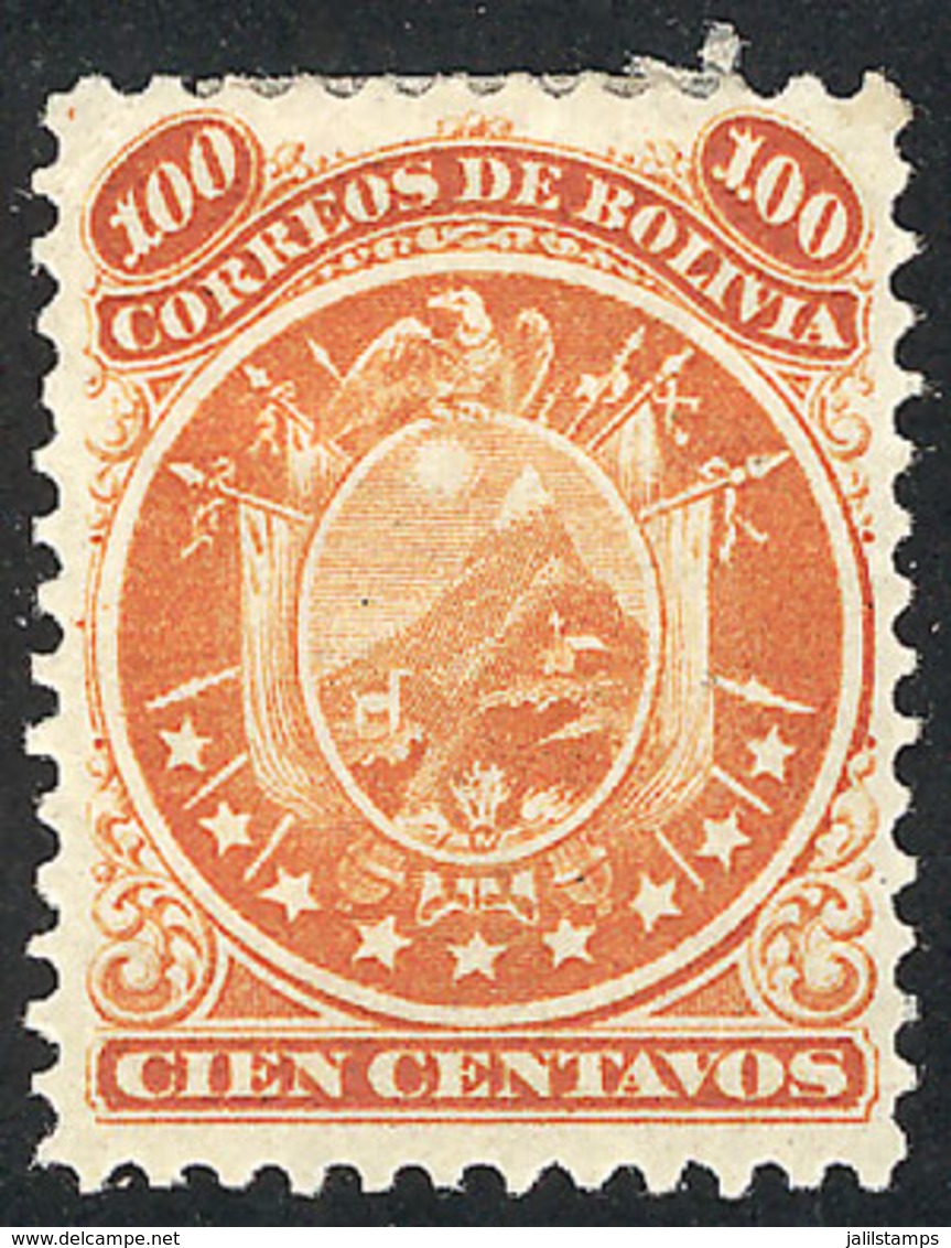 443 BOLIVIA: Sc.13, 1868/9 100c. Orange, Mint Original Gum, VF, Catalog Value US$80. - Bolivië