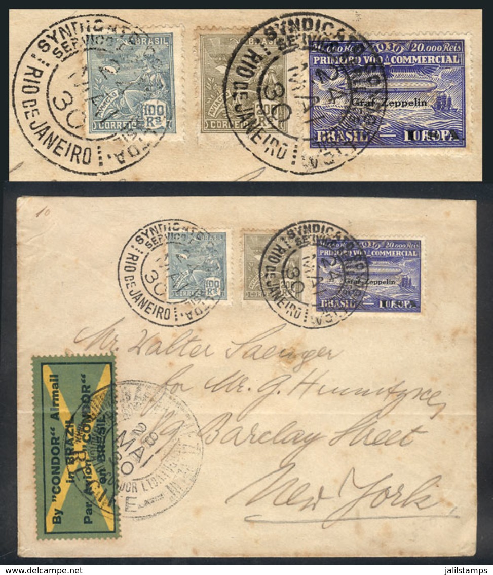 457 BRAZIL: 24/MAY/1930 Rio De Janeiro - New York: Cover Franked By Sc.4CL10 (US$450 On Cover) + Other Values, Flown By  - Other & Unclassified