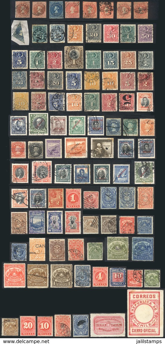 486 CHILE: "Interesting Lot Of Stamps, Including Several ""Colons"" (some From Rare Printings + 1 Bisect On Fragment), P - Chili