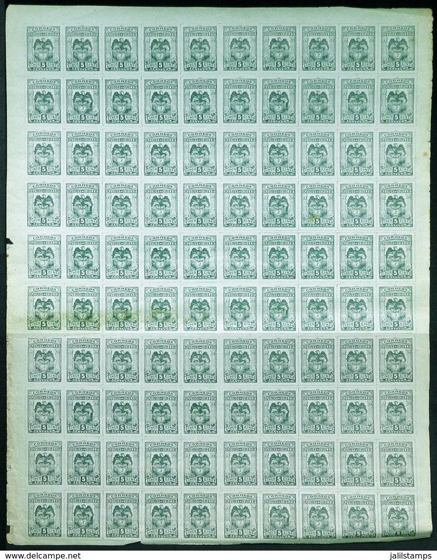 514 COLOMBIA: Yvert 122, Complete Sheet Of 100 Stamps, Mint Original Gum, Some With Minor Defects, Others Of Fine To VF  - Colombia