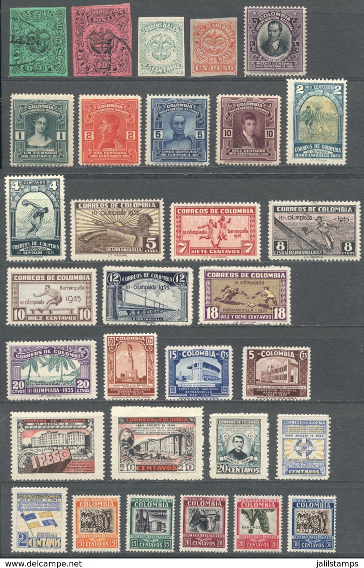 524 COLOMBIA: Lot Of Interesting Stamps And Sets, Most Of Fine To VF Quality (few With Small Faults), Scott Catalog Valu - Colombie