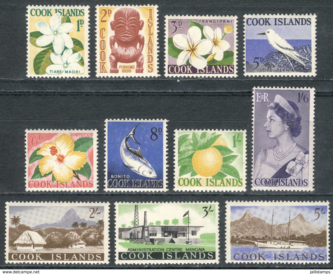 530 COOK ISLANDS: Sc.148/158, 1963 Flowers, Birds, Fish, Ships, Complete Set Of 11 Unmounted Values, Excellent Quality,  - Cookeilanden