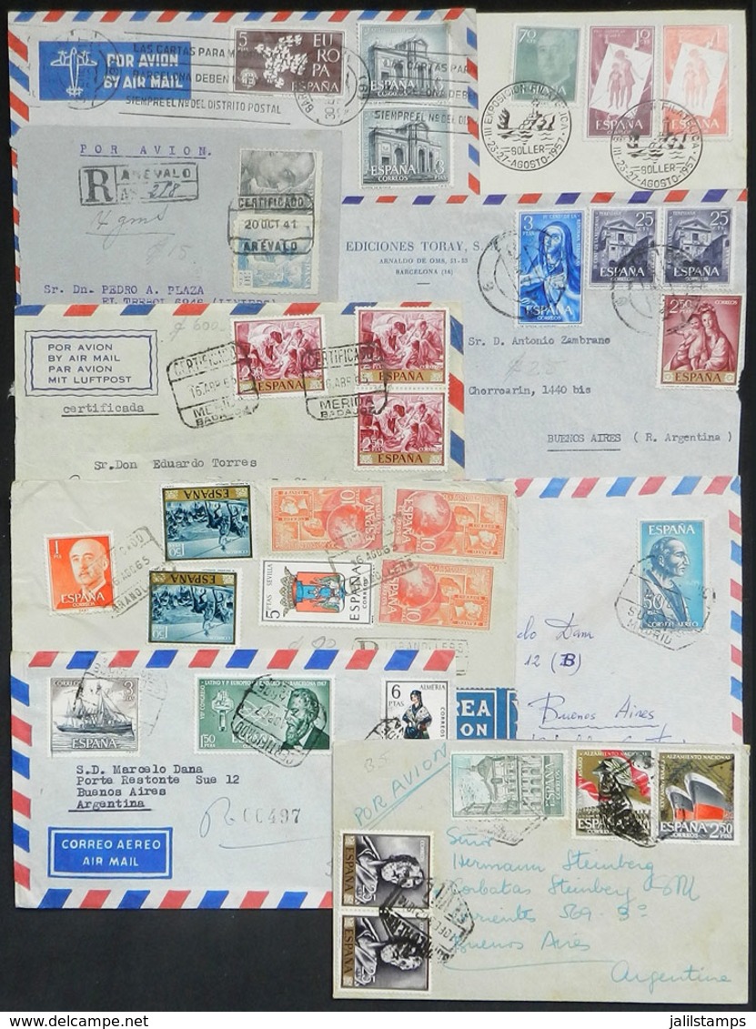 564 SPAIN: 9 Handsome Covers Sent To Argentina With Attractive Postages, Some With Minor Faults, Others Of VF Quality! - Autres & Non Classés