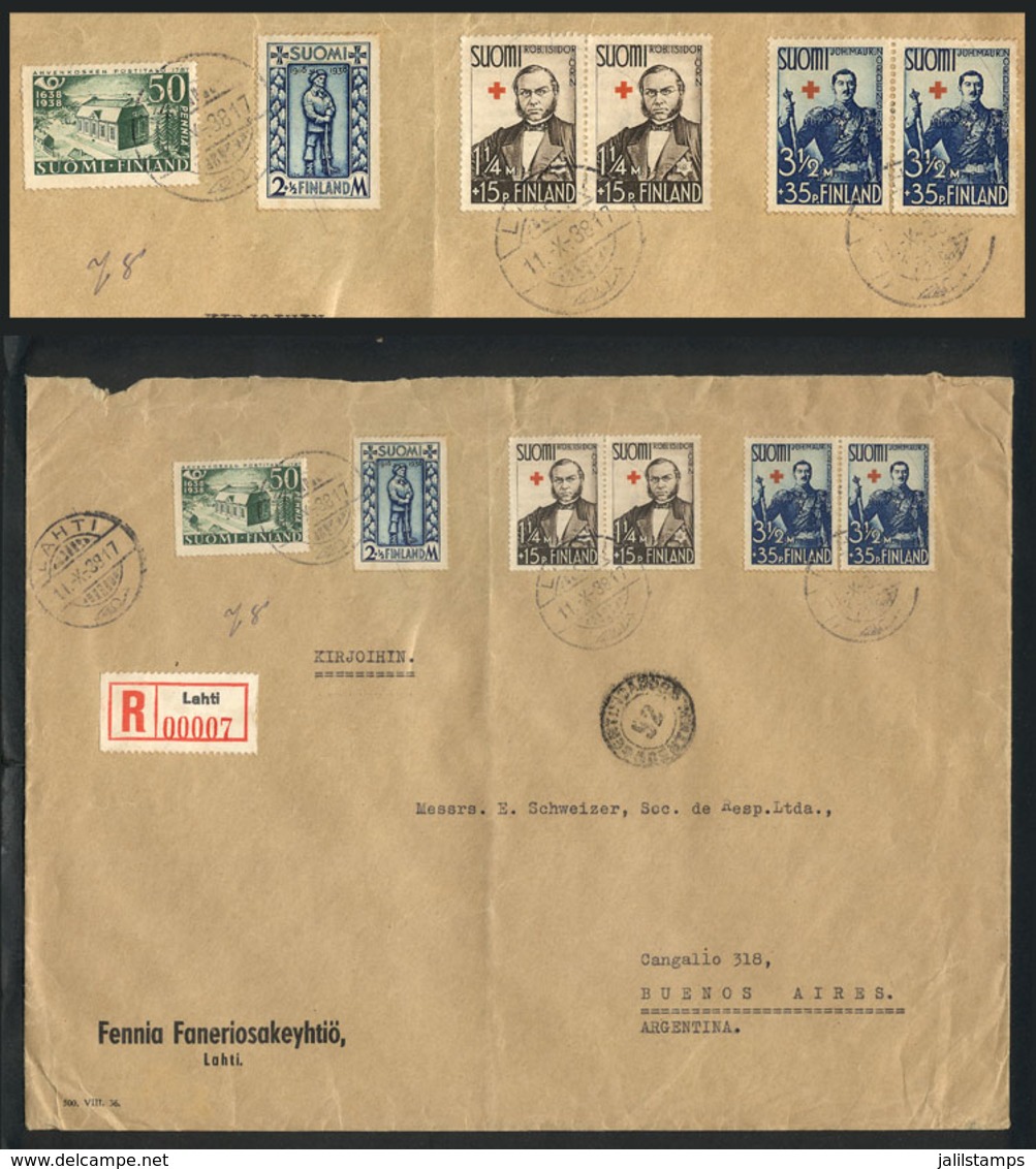 596 FINLAND: Registered Cover Sent From Lahti To Argentina On 11/OC/1938, Very Interesting Postage! - Andere & Zonder Classificatie