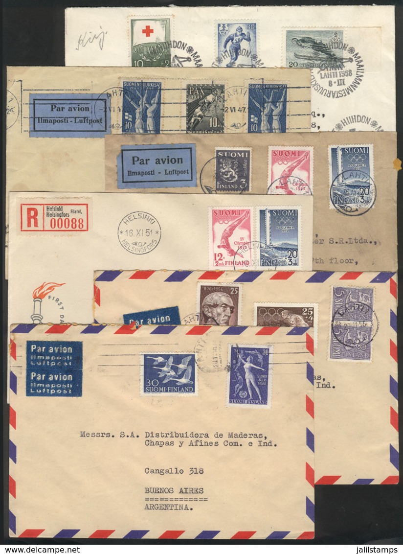 599 FINLAND: 6 Covers Posted Between 1947 And 1958 (almost All To Argentina), Nice Postages Topic SPORT, Interesting! - Andere & Zonder Classificatie