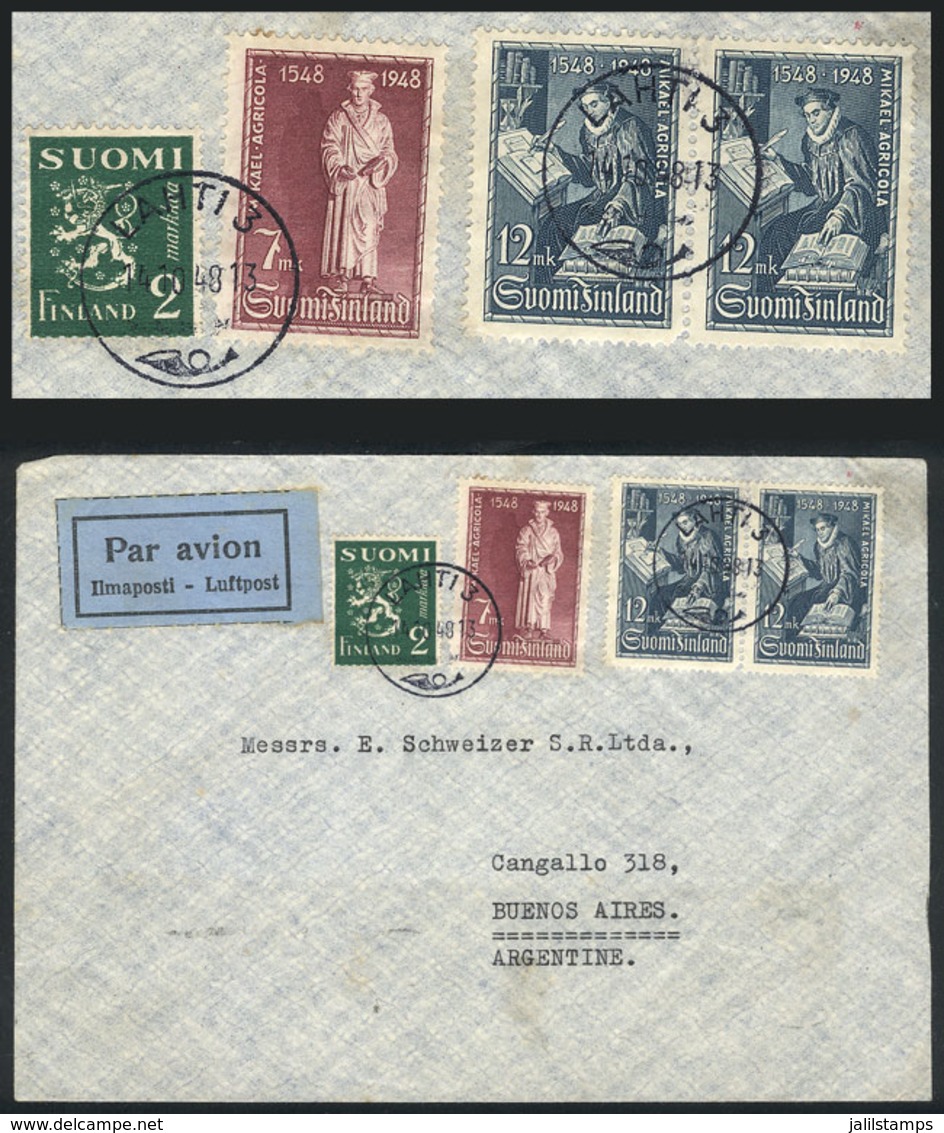 605 FINLAND: Airmail Cover Sent From Lahti To Argentina On 14/OC/1948, Handsome Postage, VF Quality! - Other & Unclassified
