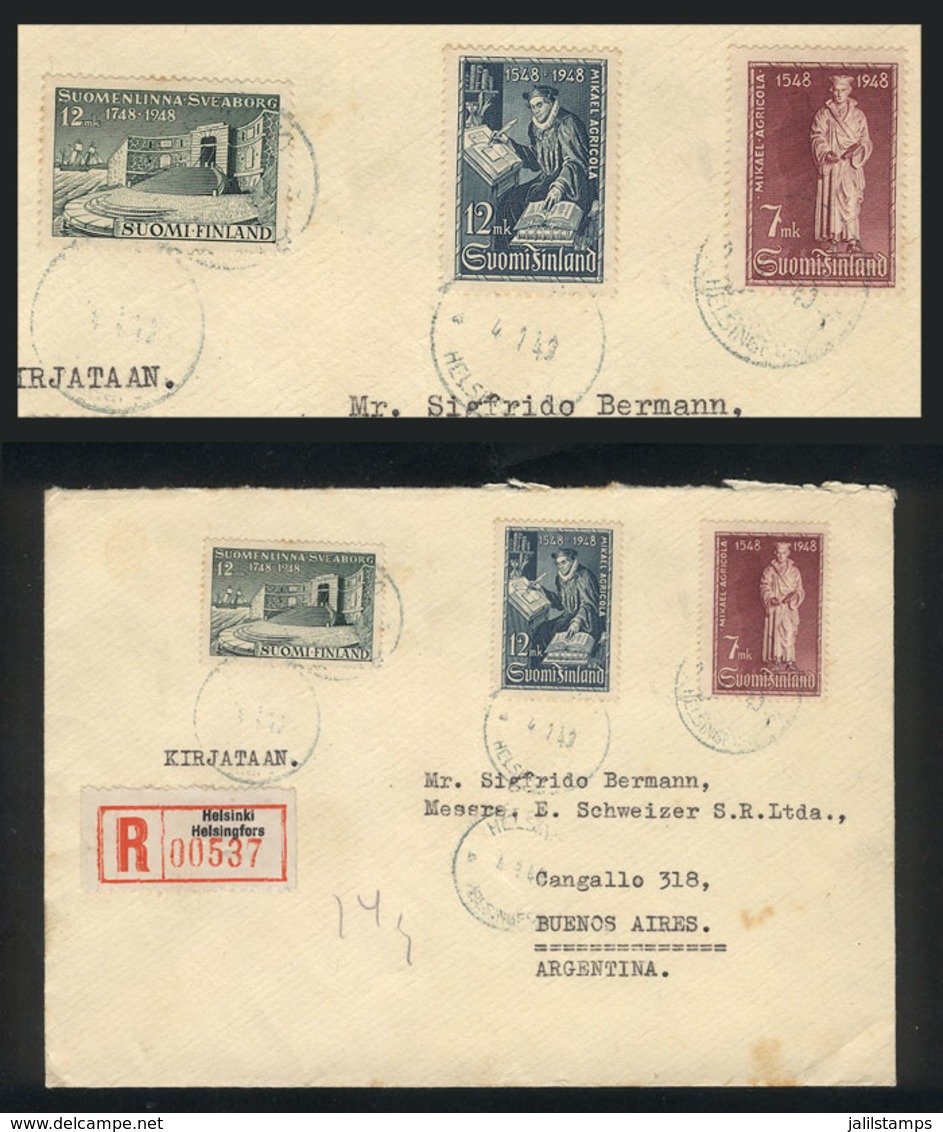 606 FINLAND: Registered Cover Sent From Helsinki To Argentina On 4/JA/1949 With Very Nice Postage! - Andere & Zonder Classificatie