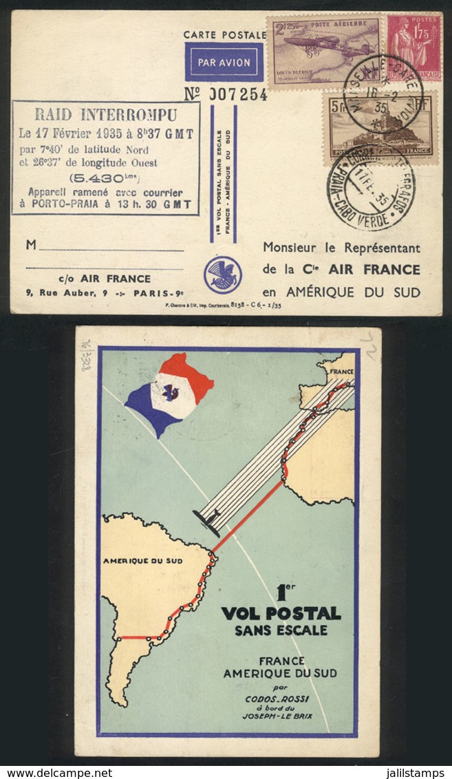 640 FRANCE: "CRASH MAIL: Special Card Of The ""First Non-stop France-South America Airmail Flight"" Sent From Marseille  - Autres & Non Classés