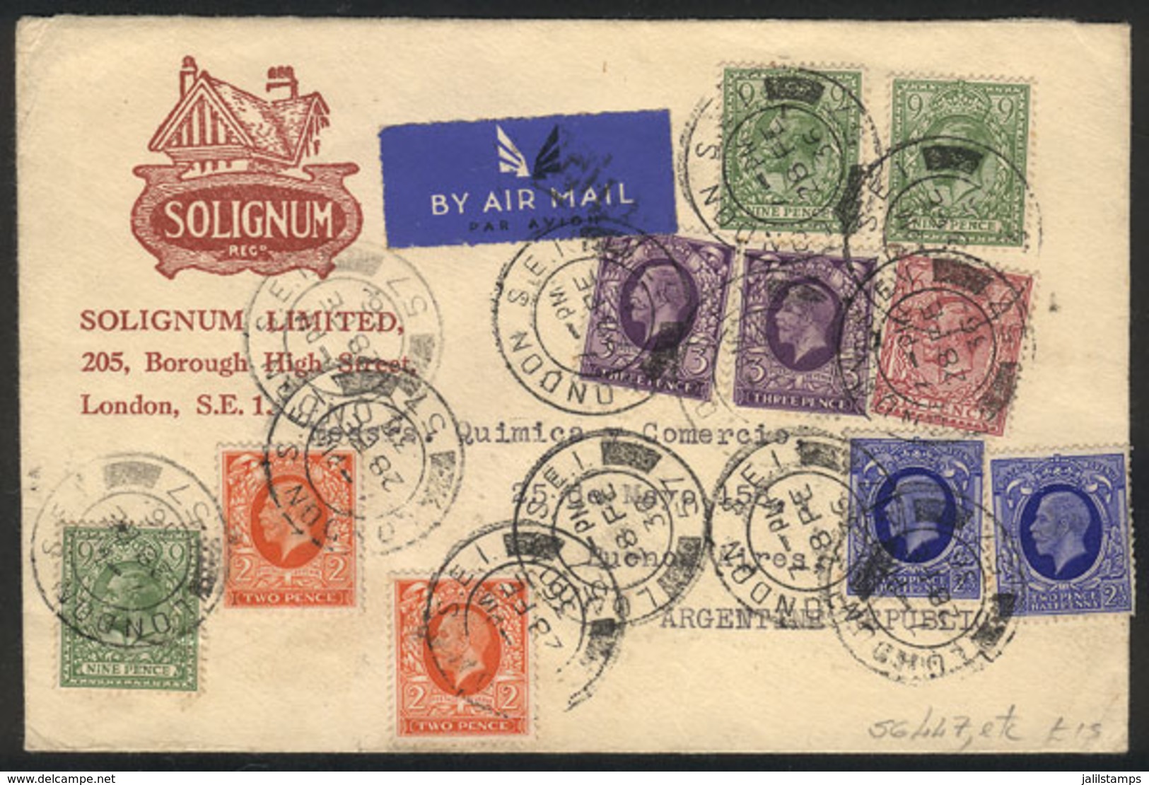 657 GREAT BRITAIN: Airmail Cover With Nice Multicolor Postage, Sent From London To Argentina On 28/FE/1936 By Air France - ...-1840 Prephilately