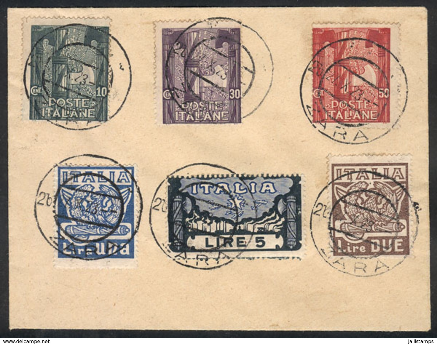 708 ITALY: Sc.159/164, 1923 Fascism In Roma, Cmpl. Set Of 6 Values On A Cover Cancelled ZARA 27/OC/1923, VF Quality! - Unclassified